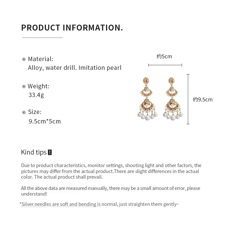 Silver Needle Inlaid with Diamond and Pearl Fan-Shaped Tassel Earrings, Vintage Ethnic Style Earrings, Light Luxury, High-End, Elegant and Versatile Earrings — feature 4