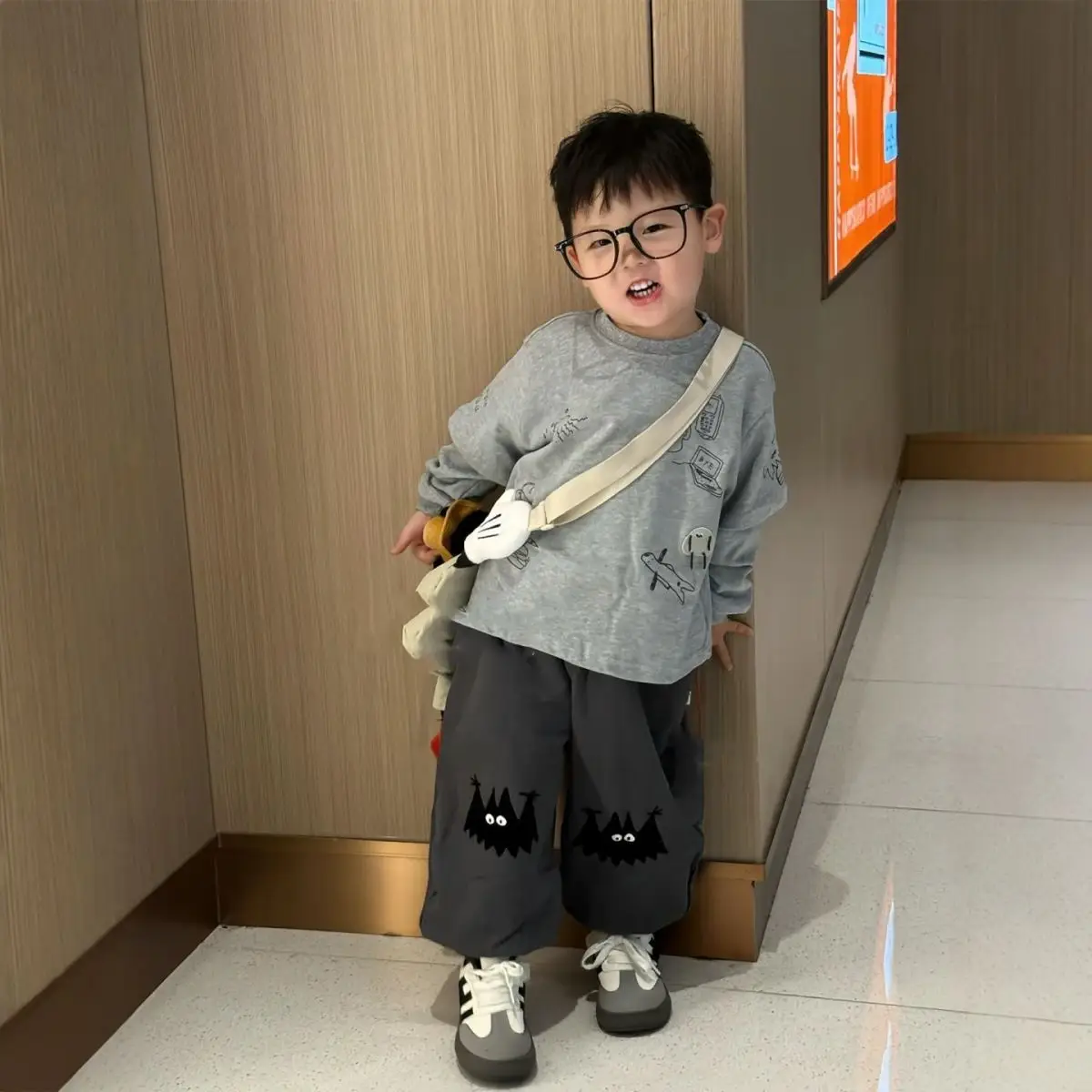 Kids Korean Style Grey T-Shirt Set 2025 Autumn — feature 8