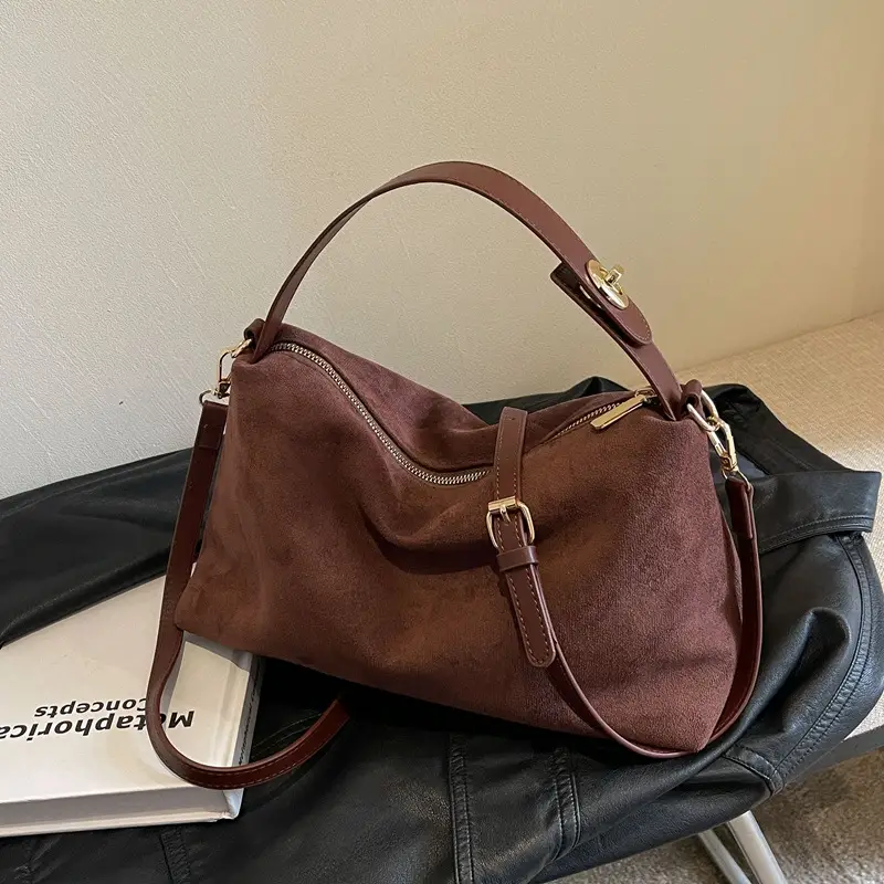 Women's Brown Suede Shoulder Bag Autumn Winter Cross Border Fashion - Image 7