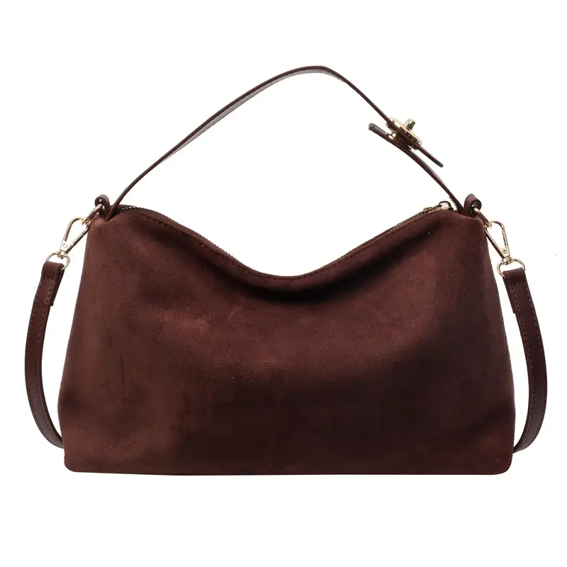 Women's Brown Suede Shoulder Bag Autumn Winter Cross Border Fashion - Image 8