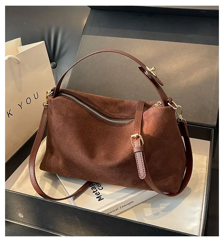 Women's Brown Suede Shoulder Bag Autumn Winter Cross Border Fashion — feature 1