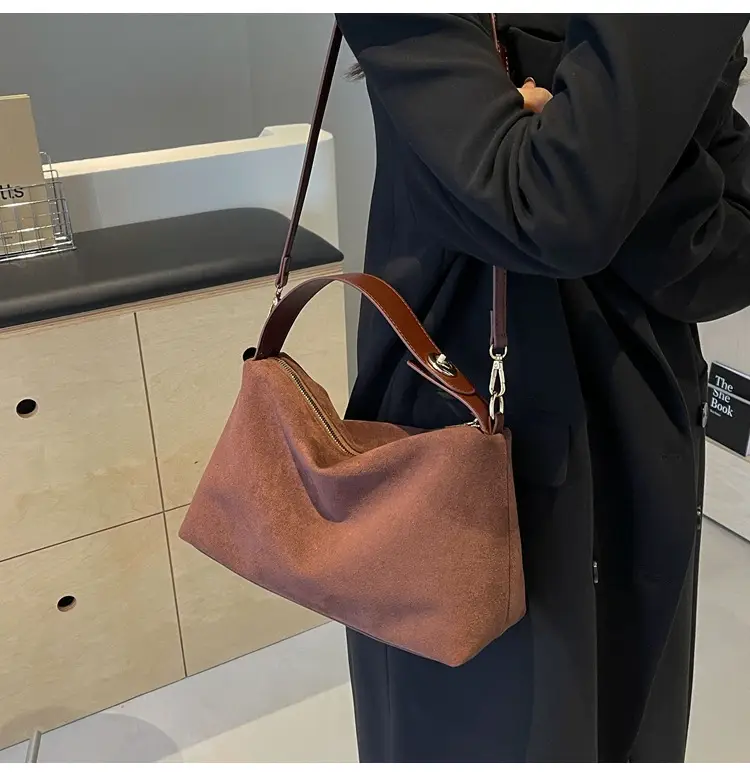 Women's Brown Suede Shoulder Bag Autumn Winter Cross Border Fashion — feature 11