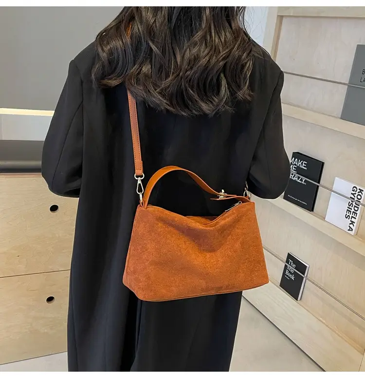 Women's Brown Suede Shoulder Bag Autumn Winter Cross Border Fashion — feature 13