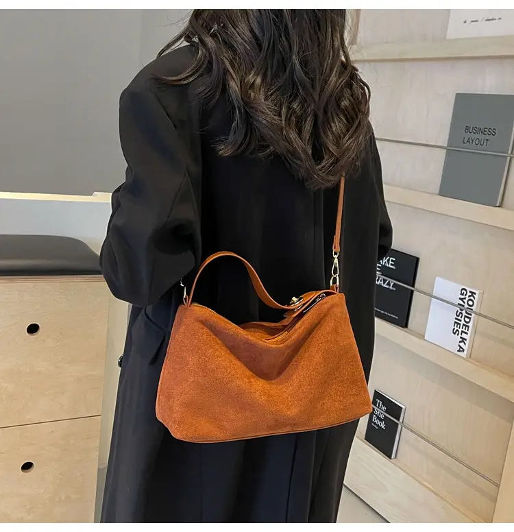 Women's Brown Suede Shoulder Bag Autumn Winter Cross Border Fashion — feature 14