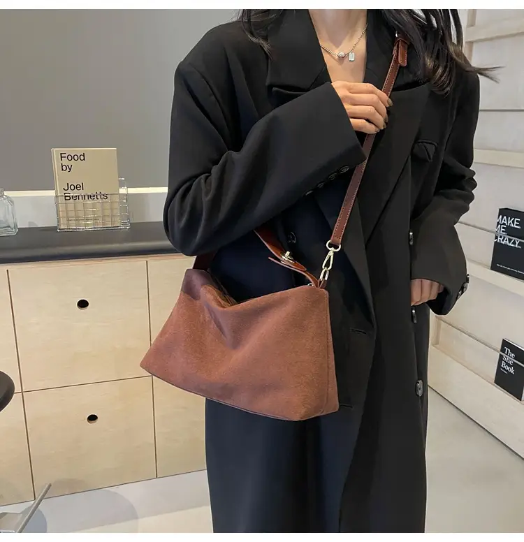 Women's Brown Suede Shoulder Bag Autumn Winter Cross Border Fashion — feature 9