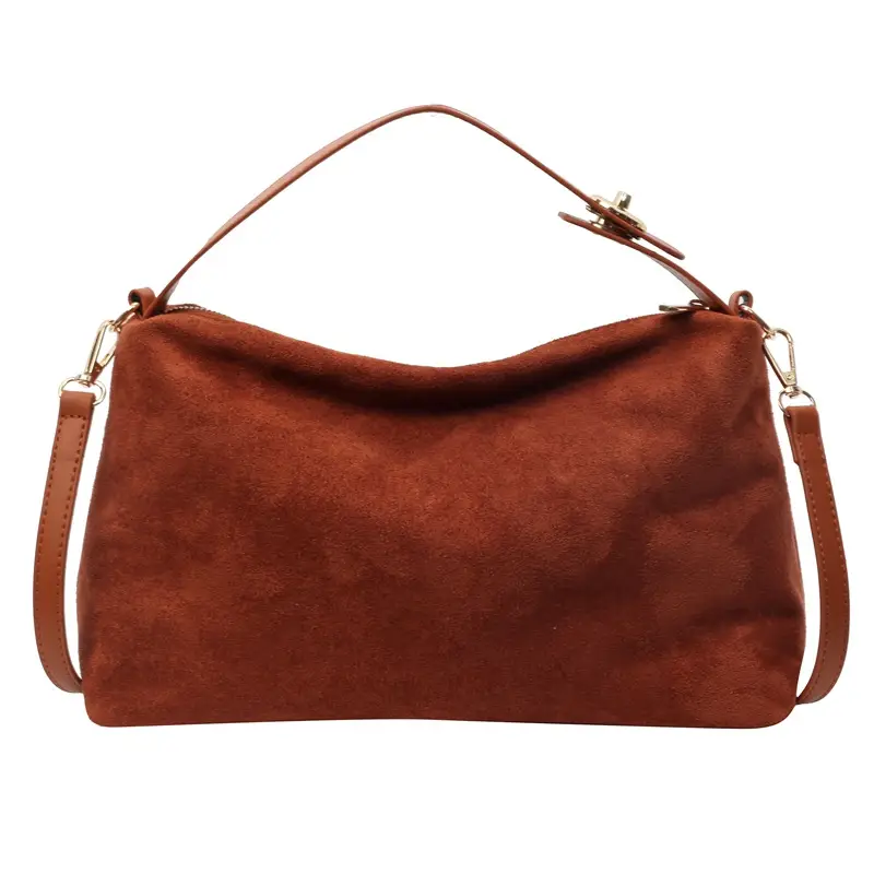 Women's Brown Suede Shoulder Bag Autumn Winter Cross Border Fashion - Image 3