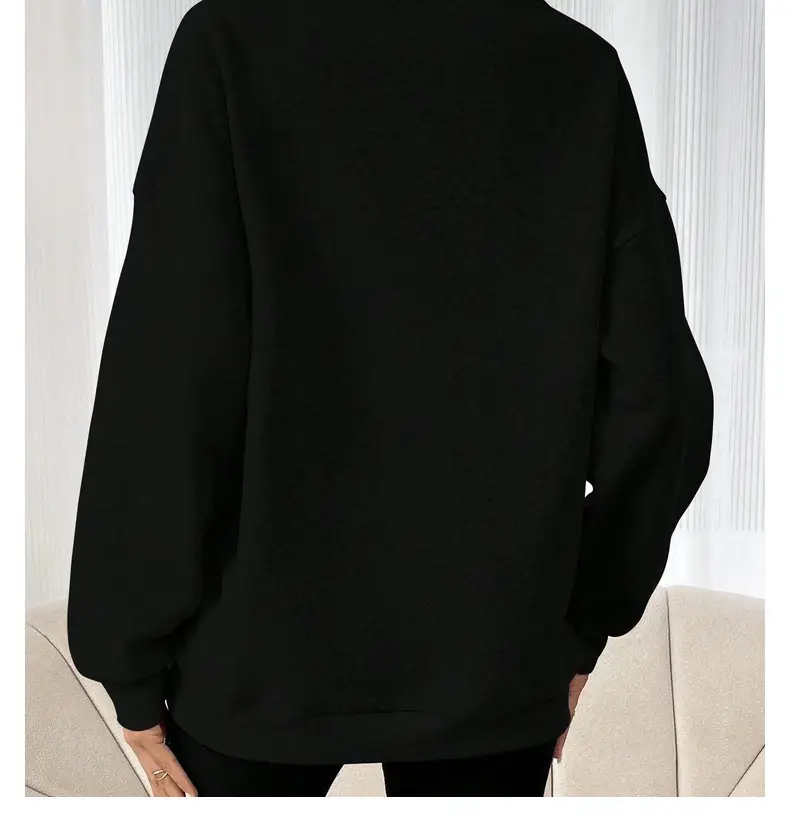 Black Half-Zip Long Sleeve Sweatshirt for Women — feature 16