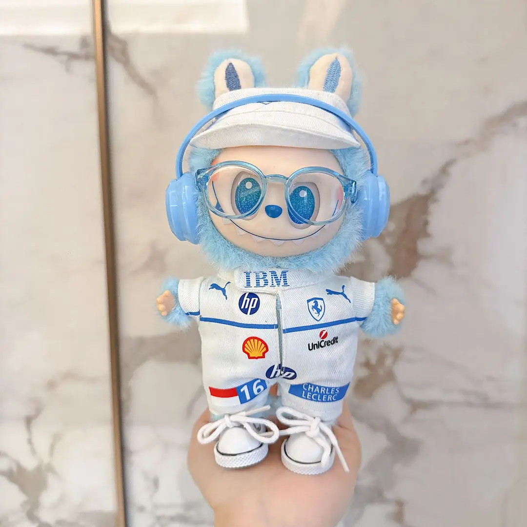 17cm Labubu Clothes Hamilton F1 Red Bull Racing Suit Labubu Baby Clothes Hat Mercedes-Benz Wholesale