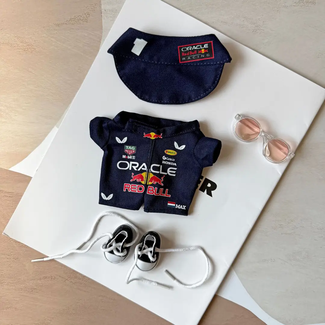 17cm Labubu Clothes Hamilton F1 Red Bull Racing Suit Labubu Baby Clothes Hat Mercedes-Benz Wholesale