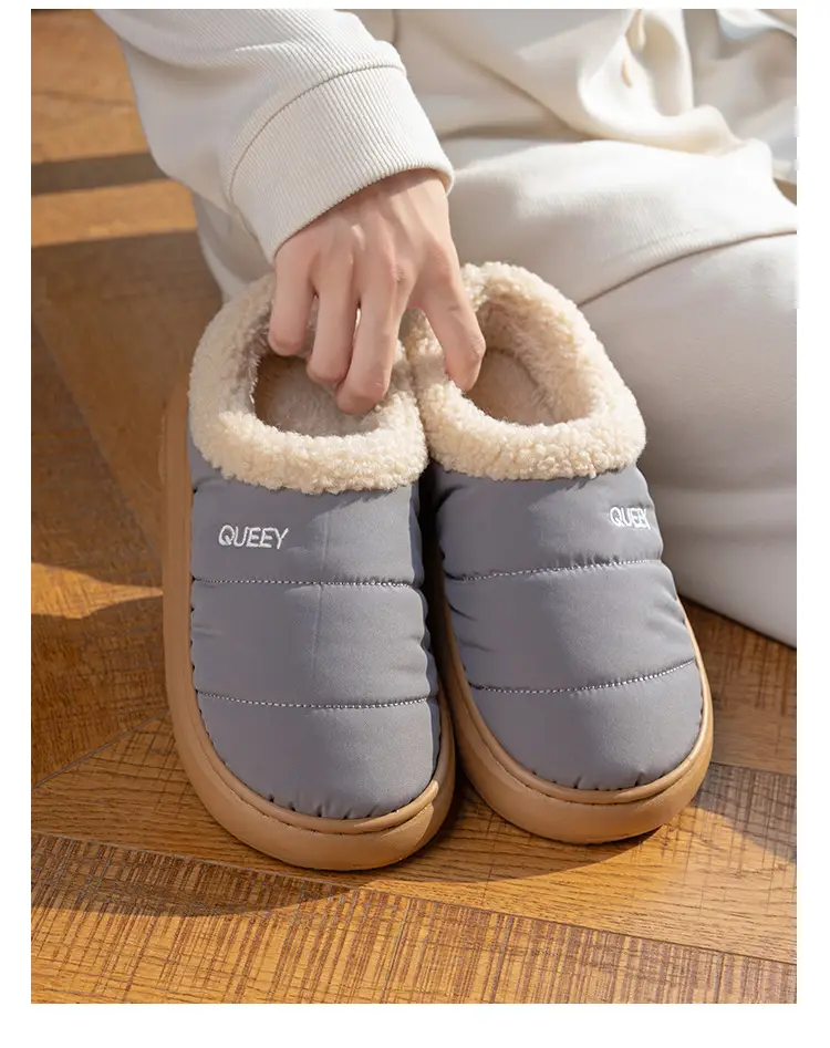 New Versatile Simple Outer Wear Furry Slippers, Comfortable Soft Thick-Soled Winter Couples Non-Slip Warm Cotton Shoes for Men and Women — feature 21