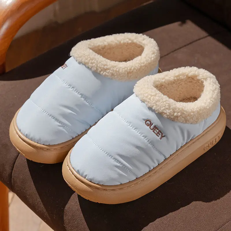 New Versatile Simple Outer Wear Furry Slippers, Comfortable Soft Thick-Soled Winter Couples Non-Slip Warm Cotton Shoes for Men and Women - Image 4
