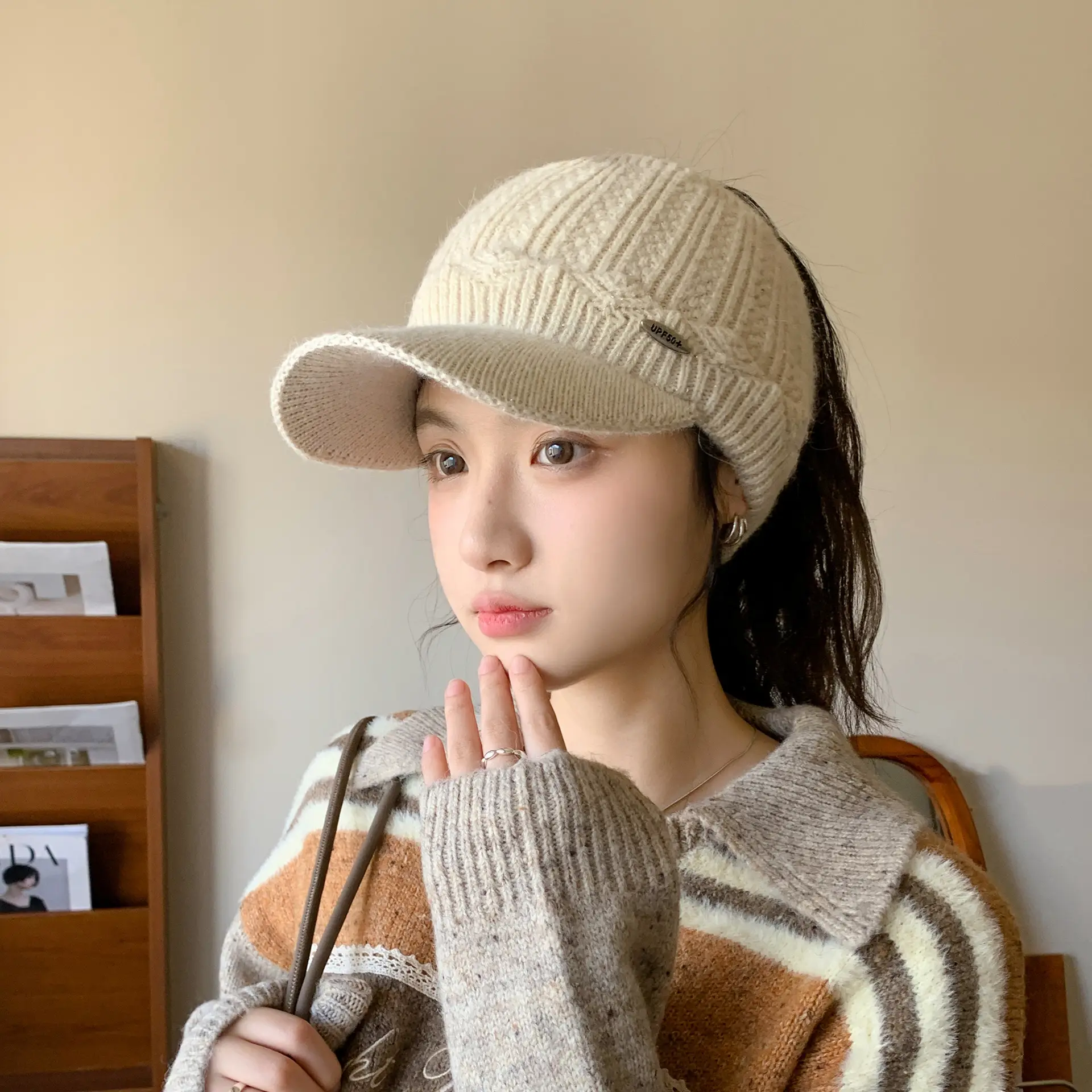 Women Knitted Wool Ear Protection Cap Winter Warm - Image 8