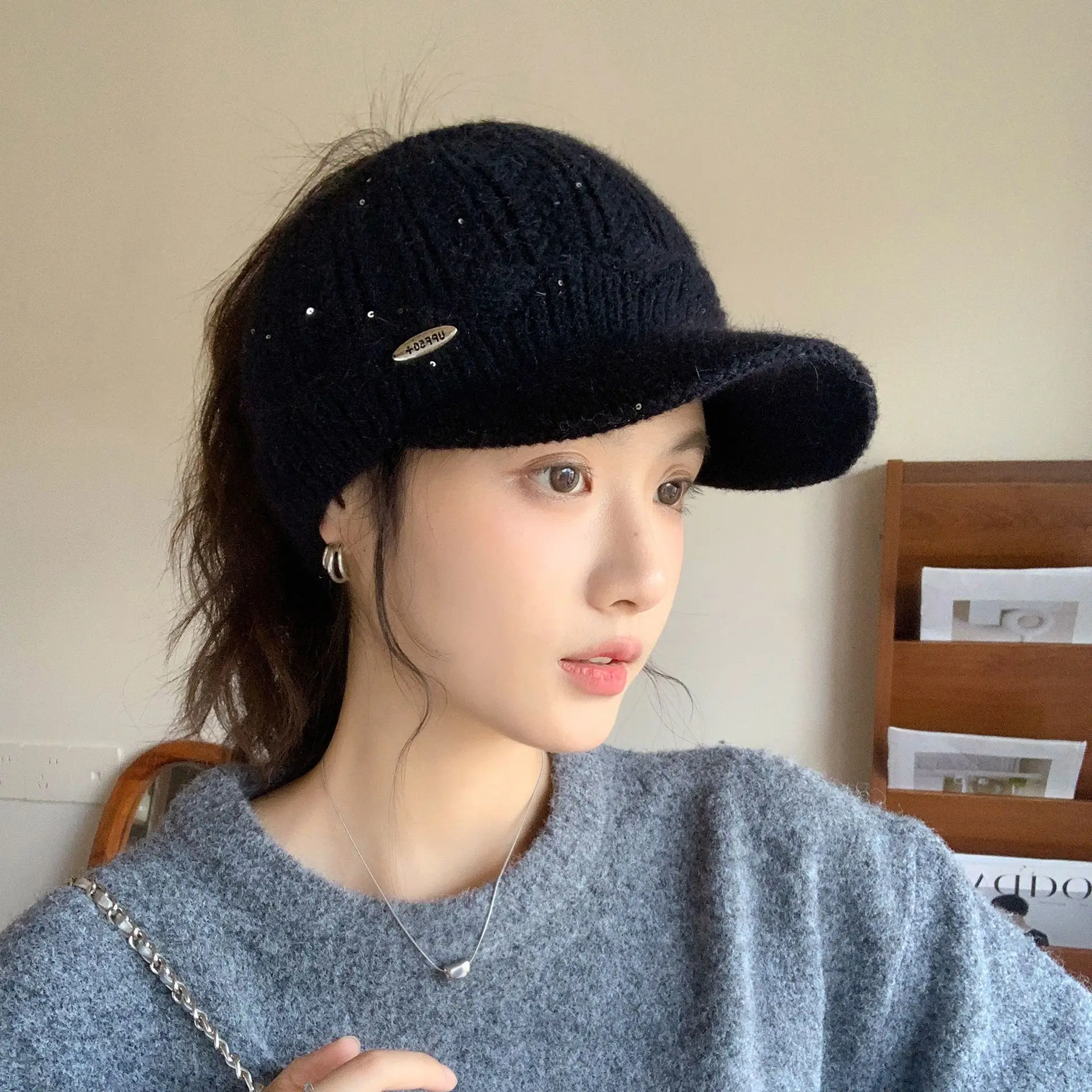 Women Knitted Wool Ear Protection Cap Winter Warm - Image 10