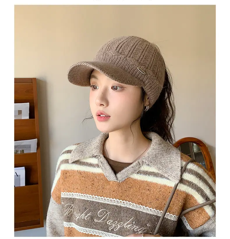 Women Knitted Wool Ear Protection Cap Winter Warm — feature 14