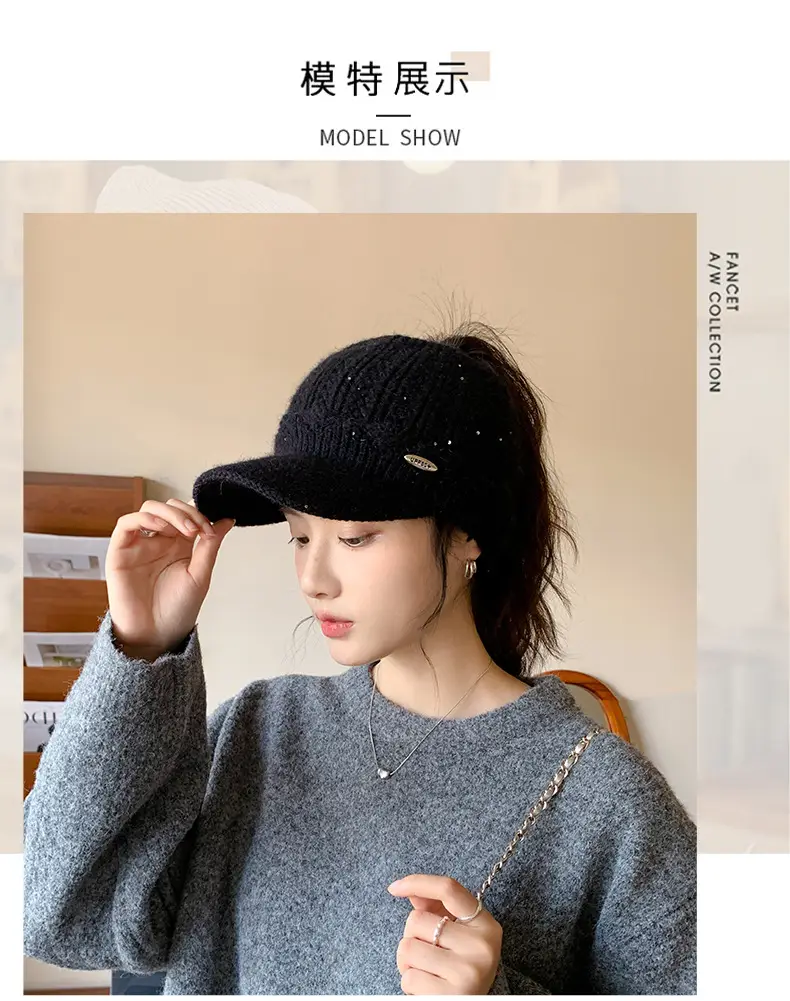 Women Knitted Wool Ear Protection Cap Winter Warm — feature 8