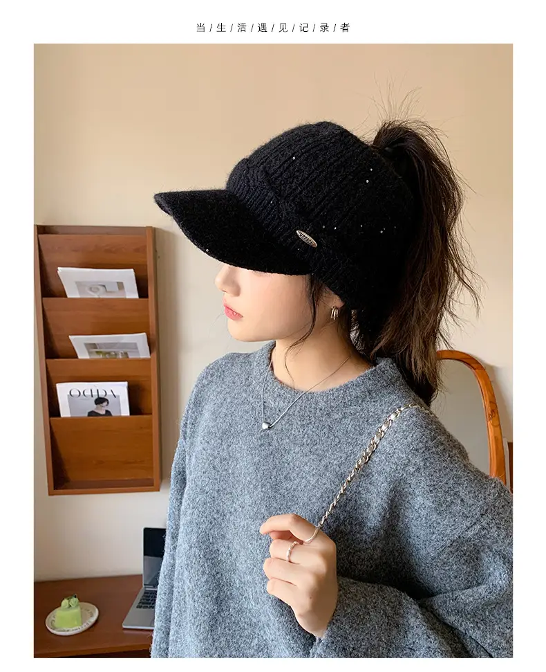 Women Knitted Wool Ear Protection Cap Winter Warm — feature 9