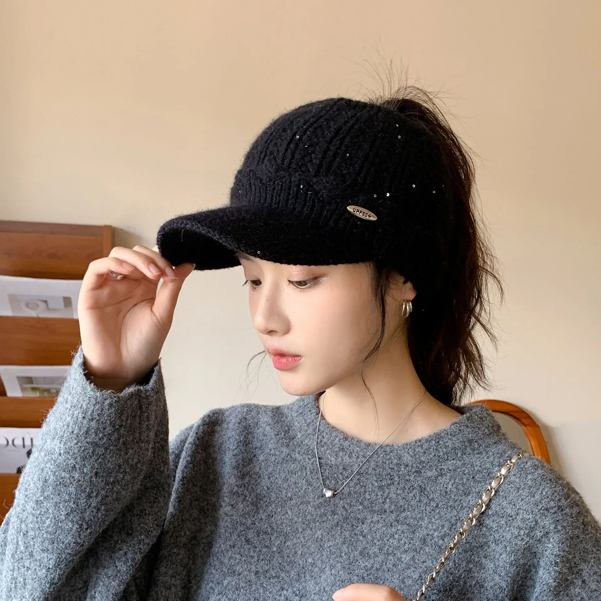 Women Knitted Wool Ear Protection Cap Winter Warm - Image 2