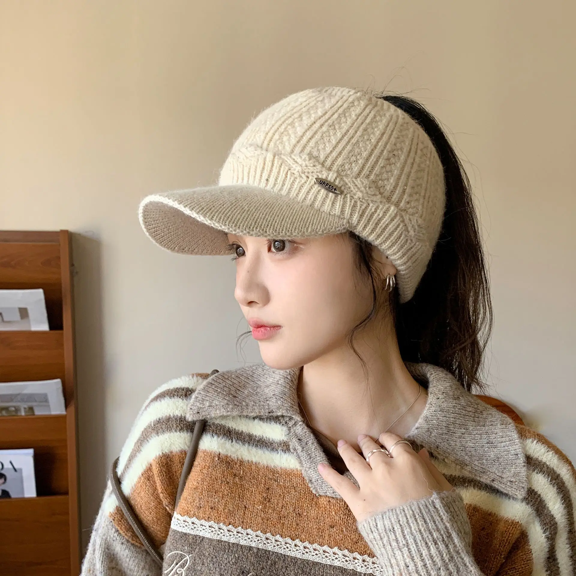 Women Knitted Wool Ear Protection Cap Winter Warm - Image 5