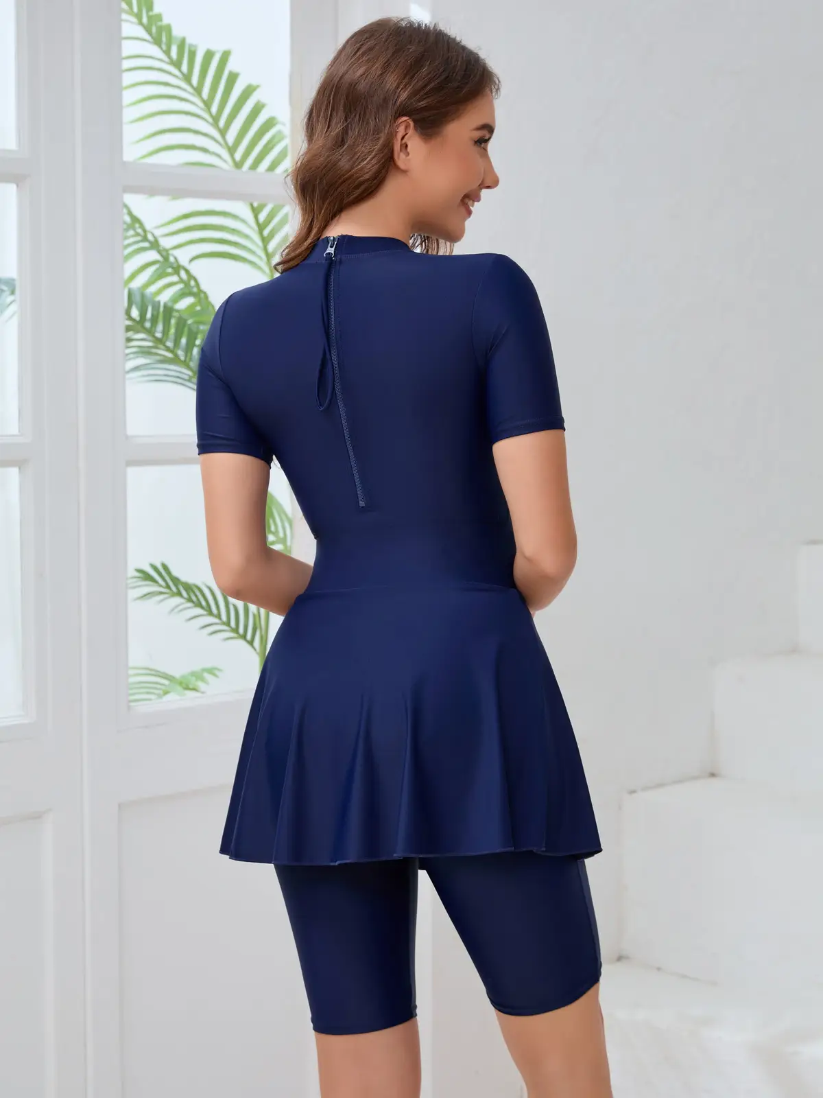 2024 Muslim Swimsuit Printed Navy 3-Piece Set — feature 12