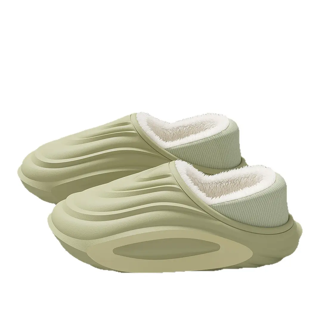Waterproof Cotton Slippers for Men in Winter with Heel Indoor Home Non-Slip Thick Sole Warm Fleece-Lined Women's Cotton Shoes for Men to Wear Outside - Image 9