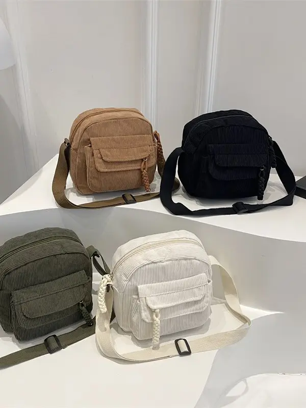 2025 Women's Brown Cord Set Crossbody Bag - Image 9