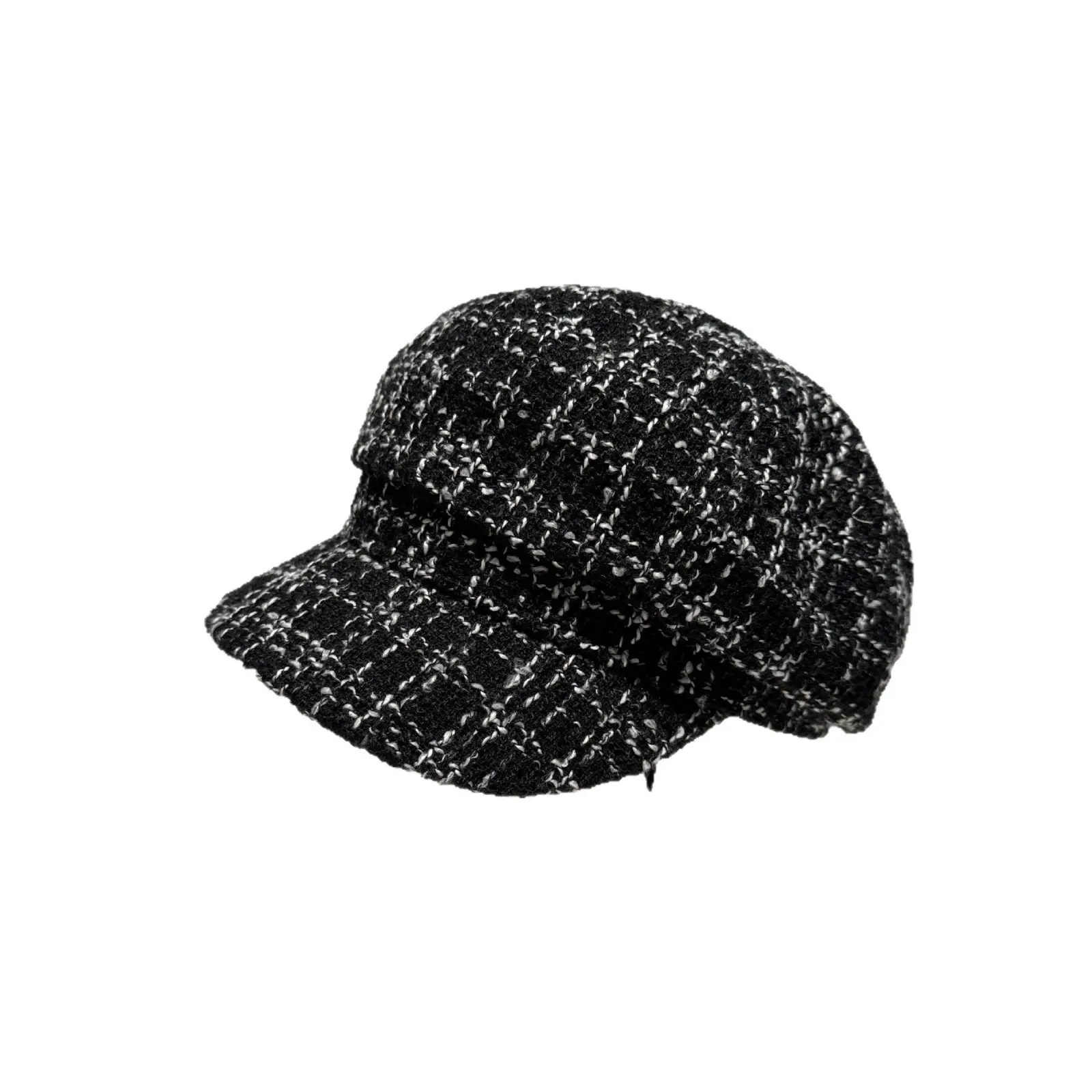 Tweed Face-Slimming Beret for Men Black Winter - Image 9