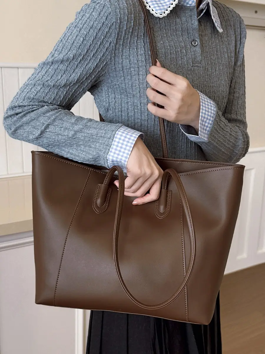 Brown Cross-Border Tote Bag Large Capacity Women's Commuter Bag - Image 6
