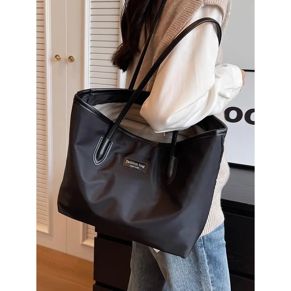Women's Large Capacity Oxford Tote Bag Navy Blue - Image 6