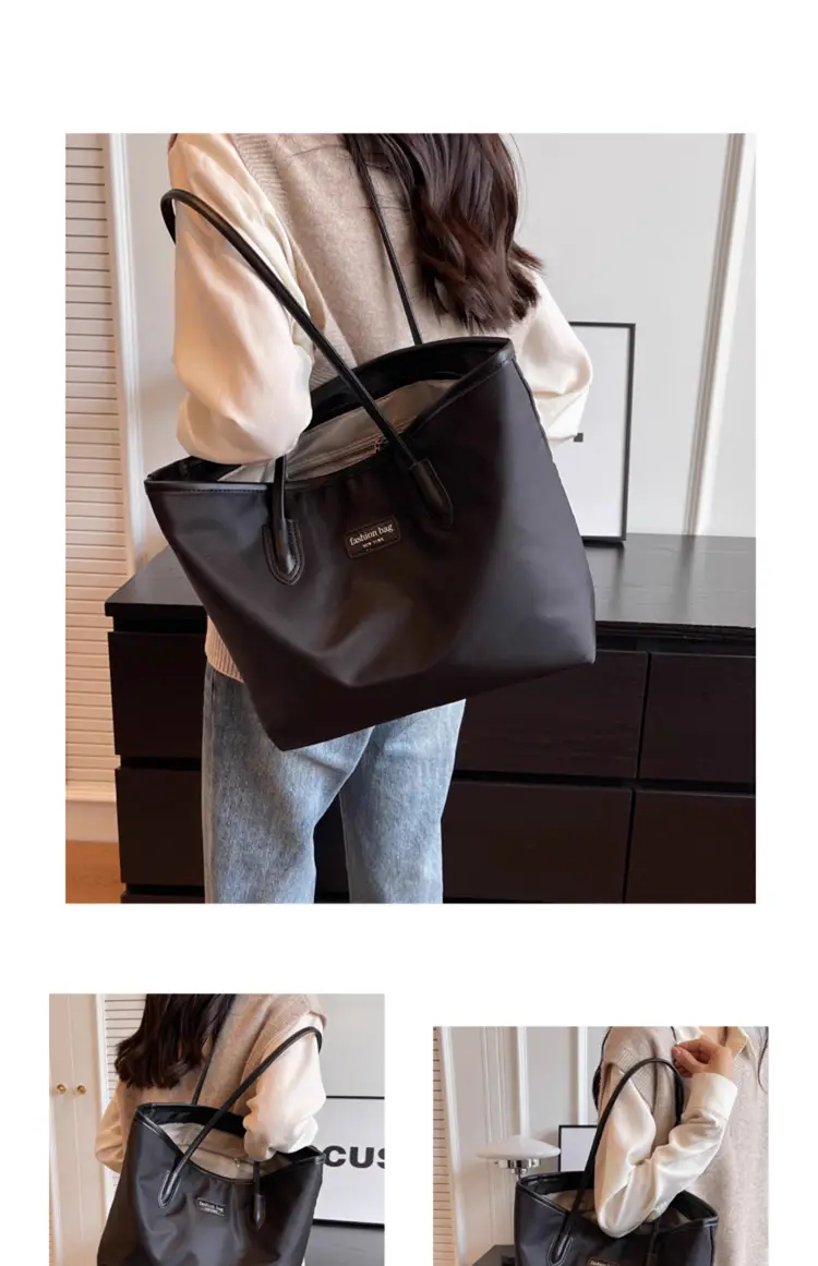Women's Large Capacity Oxford Tote Bag Navy Blue — feature 11