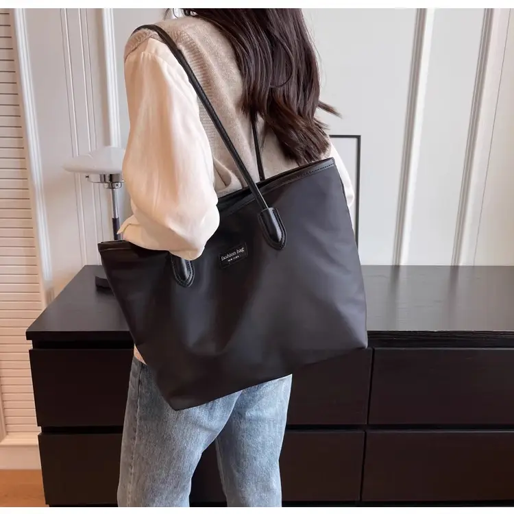 Women's Large Capacity Oxford Tote Bag Navy Blue — feature 23