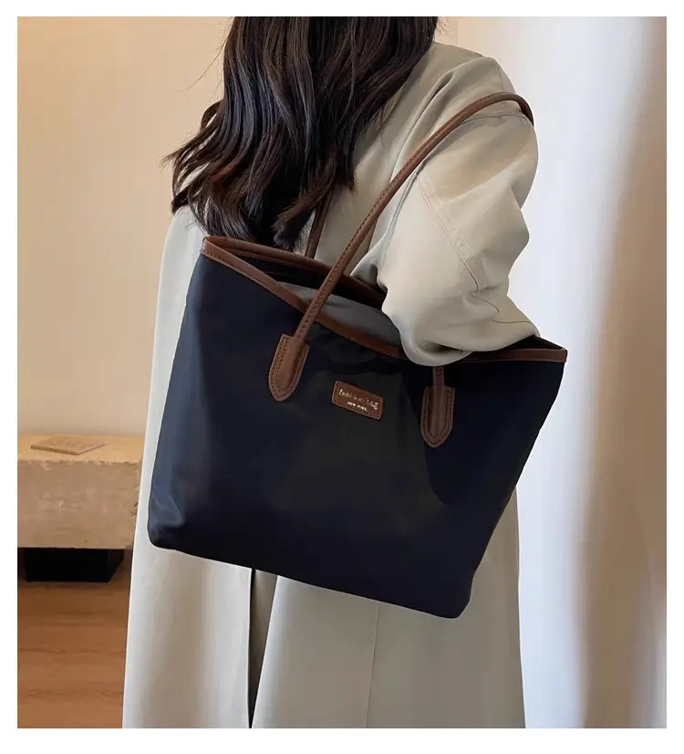 Women's Large Capacity Oxford Tote Bag Navy Blue — feature 3