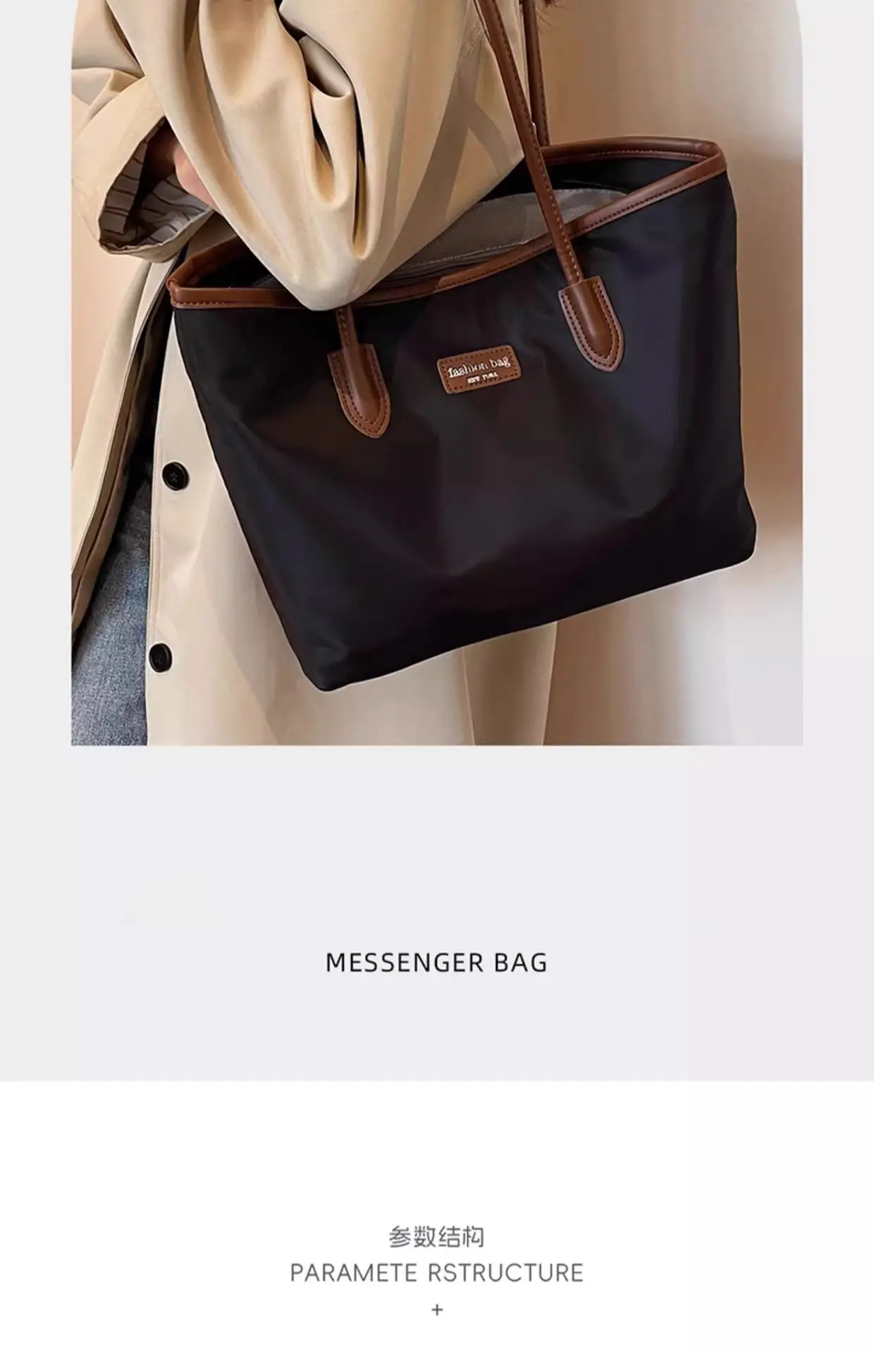 Women's Large Capacity Oxford Tote Bag Navy Blue — feature 39