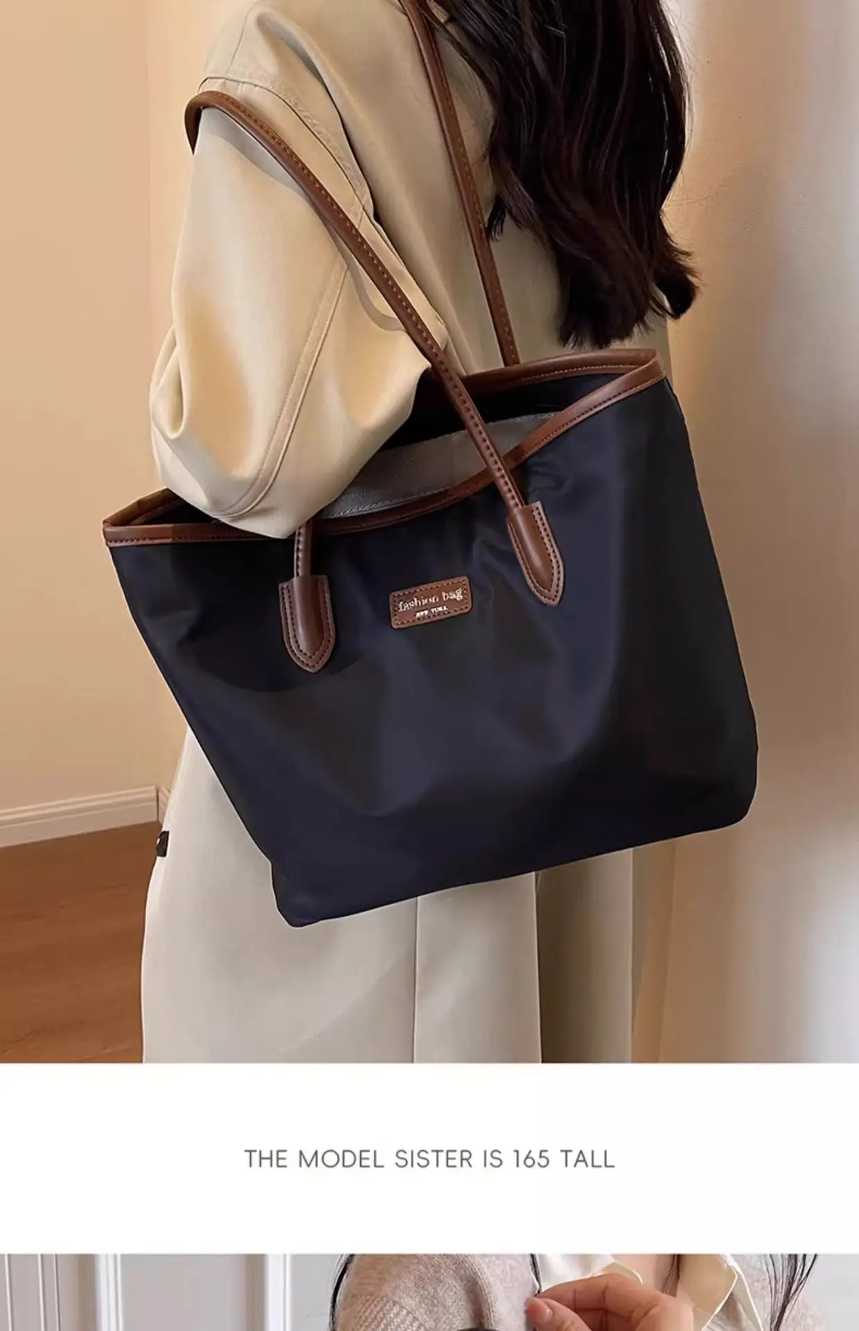 Women's Large Capacity Oxford Tote Bag Navy Blue — feature 47