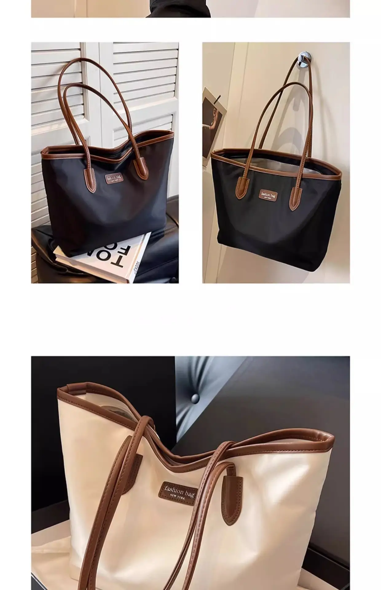 Women's Large Capacity Oxford Tote Bag Navy Blue — feature 67