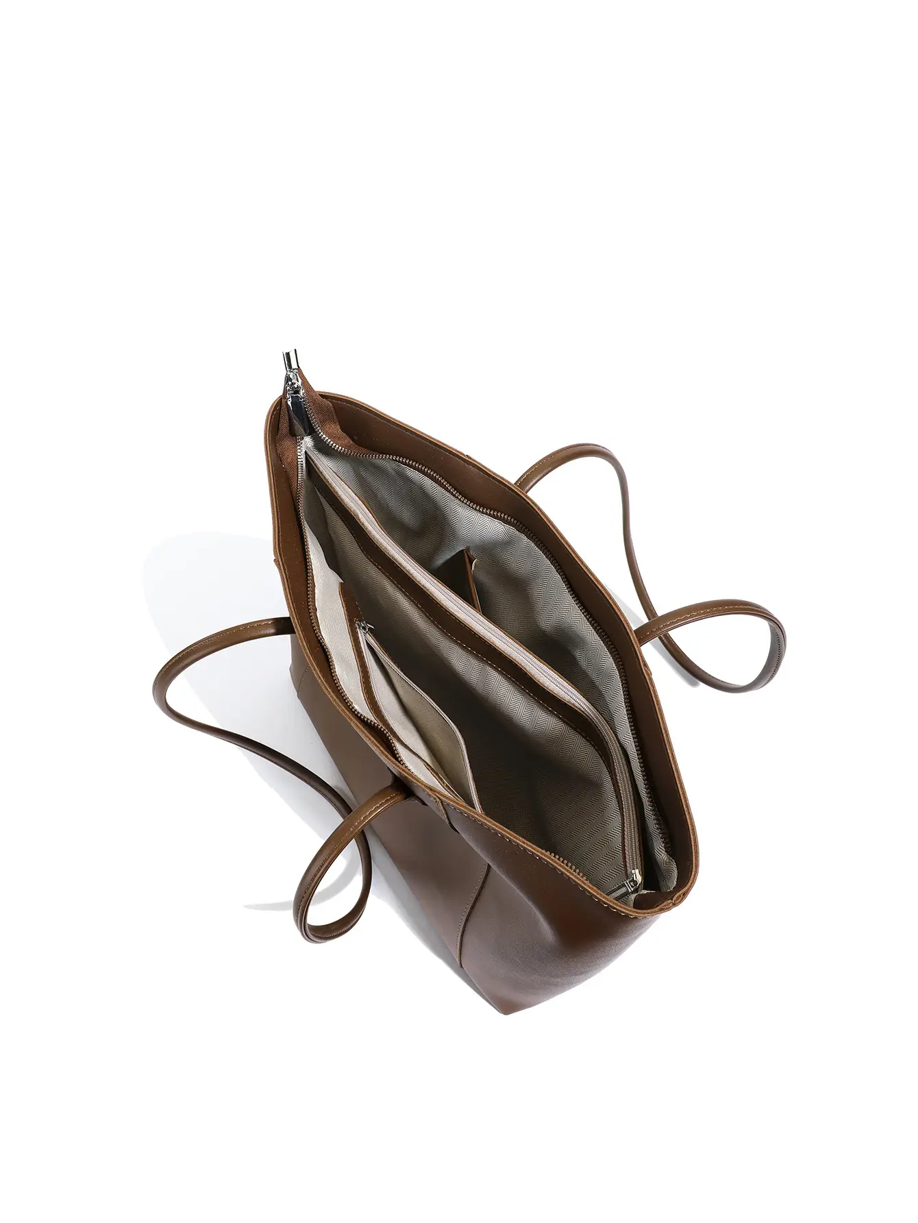 Large Capacity Solid Brown Tote Bag for Women