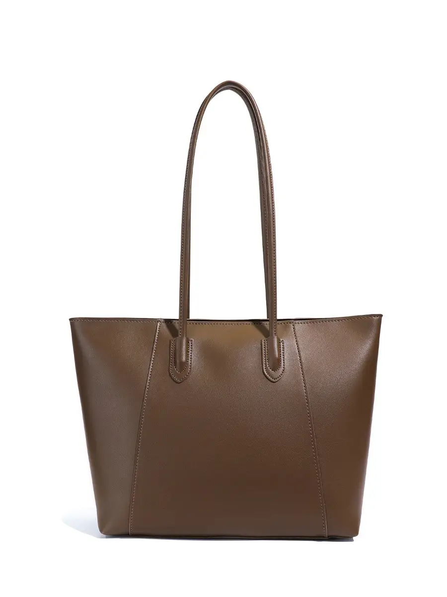 Large Capacity Solid Brown Tote Bag for Women
