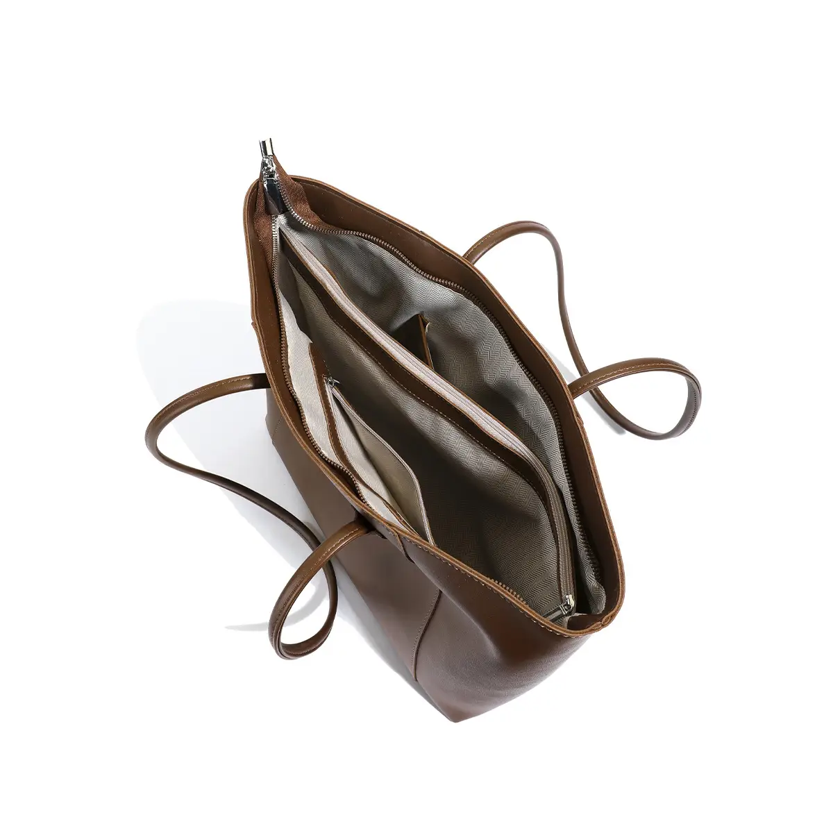 Large Capacity Solid Brown Tote Bag for Women — feature 1