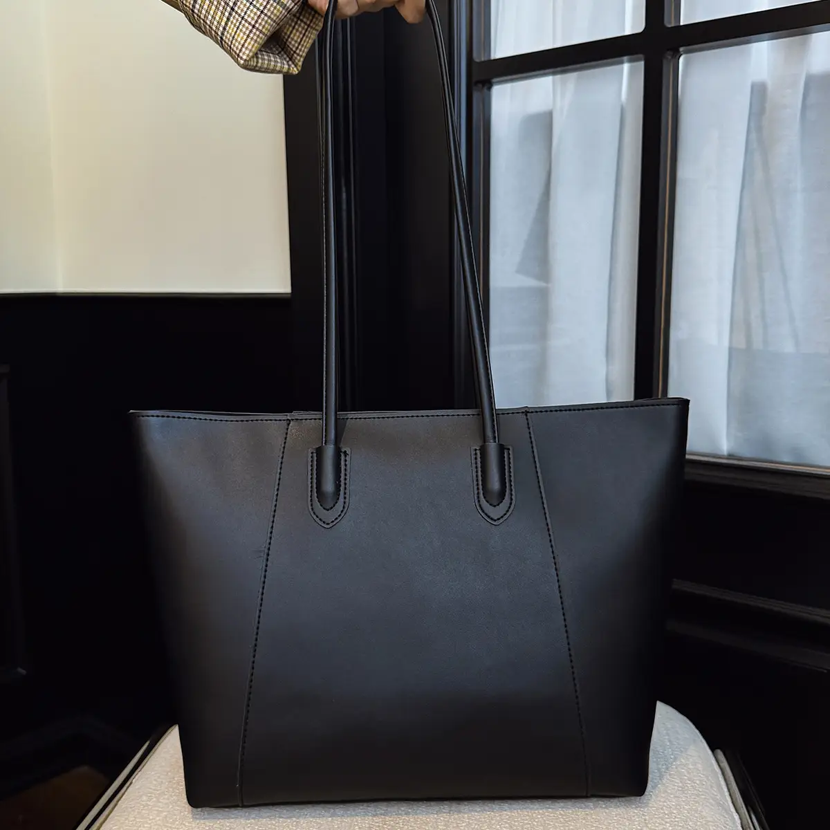 Large Capacity Solid Brown Tote Bag for Women — feature 12