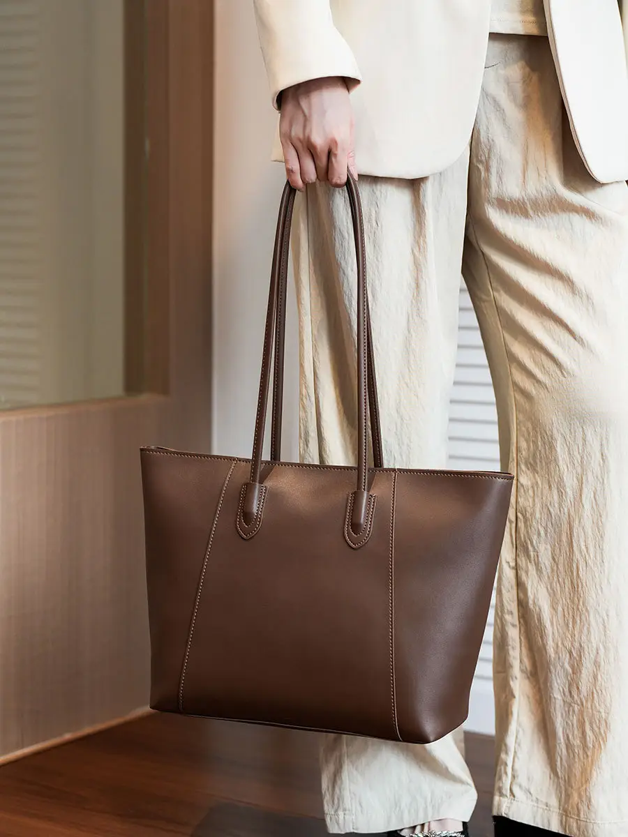Large Capacity Solid Brown Tote Bag for Women — feature 18