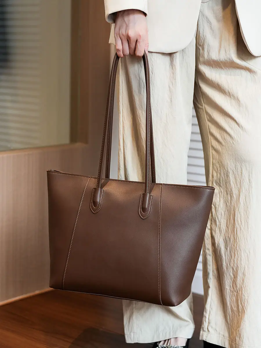 Large Capacity Solid Brown Tote Bag for Women — feature 20