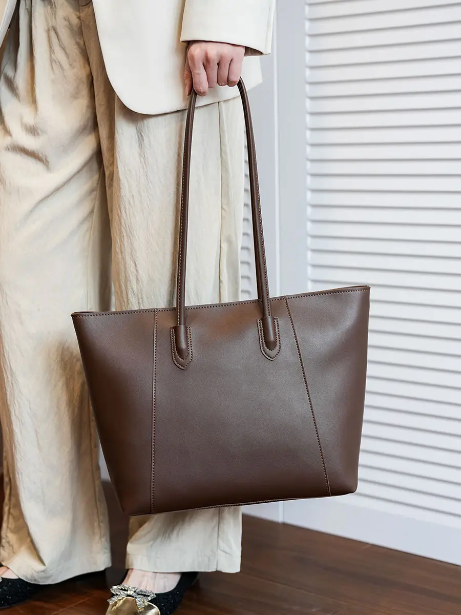 Large Capacity Solid Brown Tote Bag for Women — feature 22