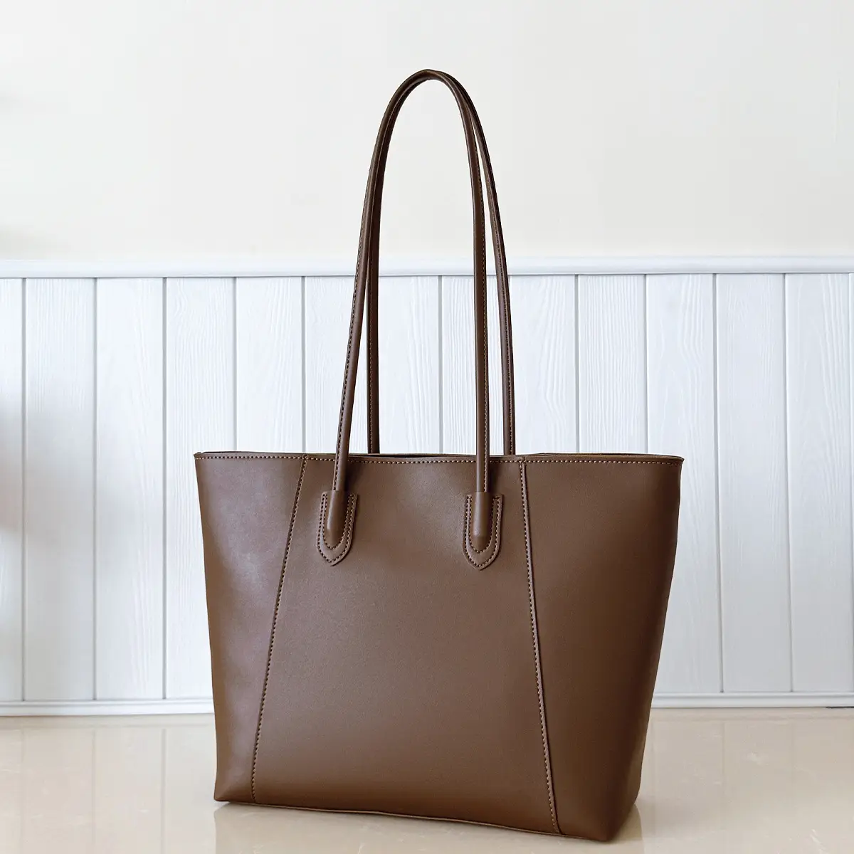 Large Capacity Solid Brown Tote Bag for Women — feature 4