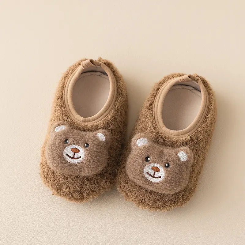 Brown Bear Embroidered Soft Slippers for Kids - Image 5