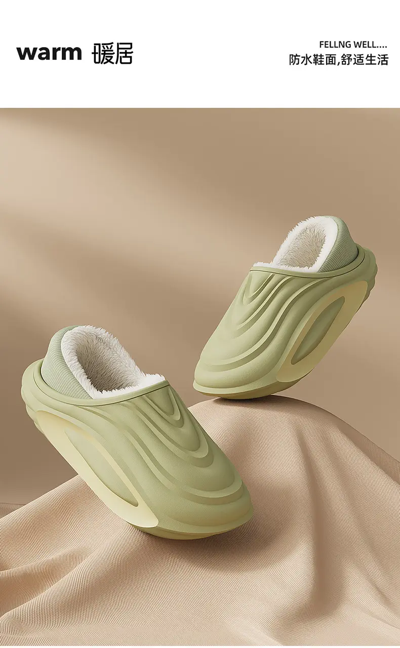 Waterproof Bag Heel Cotton Slippers for Men Winter New Non-Slip Thick Sole Home Warm Plus Velvet Outer Wear Cotton Slippers for Women Wholesale — feature 1
