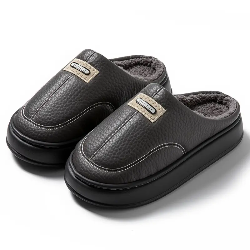 2025 New Winter Men's Cotton Slippers, Large Size, for Home Use, Indoor Non-Slip Warm Cotton Shoes with Thick Soles and Plush Lining - Image 7