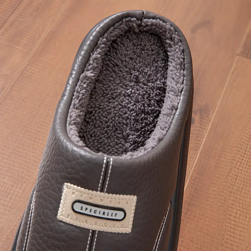 2025 New Winter Men's Cotton Slippers, Large Size, for Home Use, Indoor Non-Slip Warm Cotton Shoes with Thick Soles and Plush Lining — feature 10