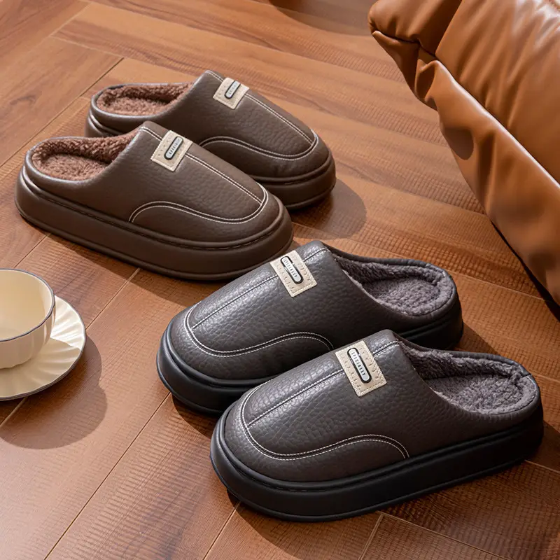 2025 New Winter Men's Cotton Slippers, Large Size, for Home Use, Indoor Non-Slip Warm Cotton Shoes with Thick Soles and Plush Lining — feature 15