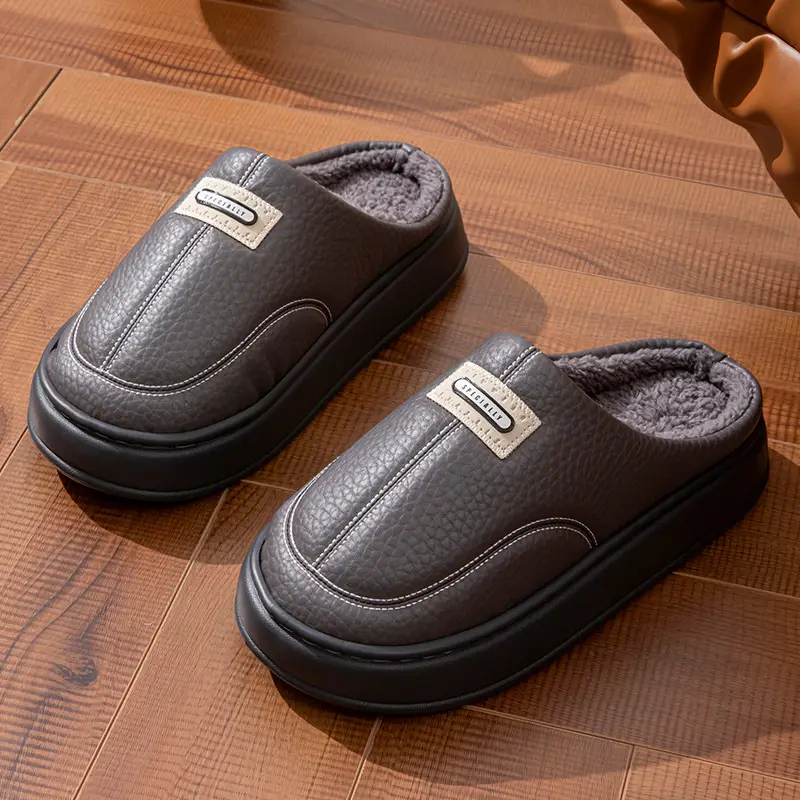 2025 New Winter Men's Cotton Slippers, Large Size, for Home Use, Indoor Non-Slip Warm Cotton Shoes with Thick Soles and Plush Lining — feature 8