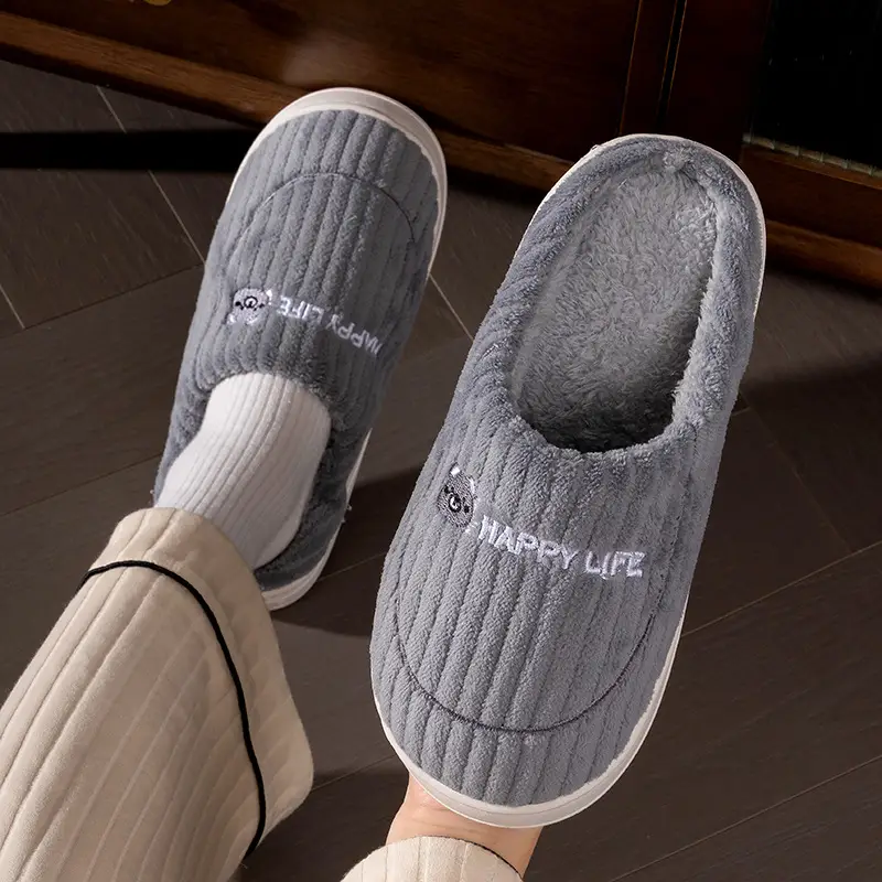 2025 New Winter Men's Cotton Slippers, Large Size, for Home Use, Indoor Non-Slip Warm Cotton Shoes with Thick Soles and Plush Lining - Image 3