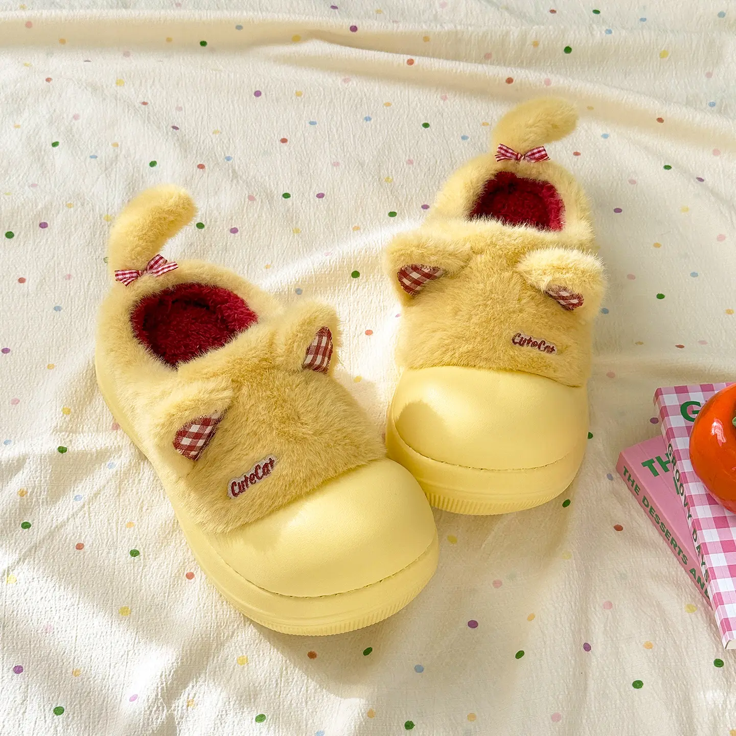 Nanbowan Soft Cat Slippers Women Winter Closed Toe Waterproof